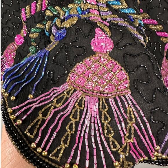 Vintage Marshall Fields Silk Beaded Blouse Women's Medium - Picture 5 of 12